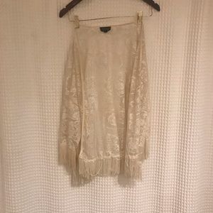Topshop White Fringed Cardigan Size 6 US